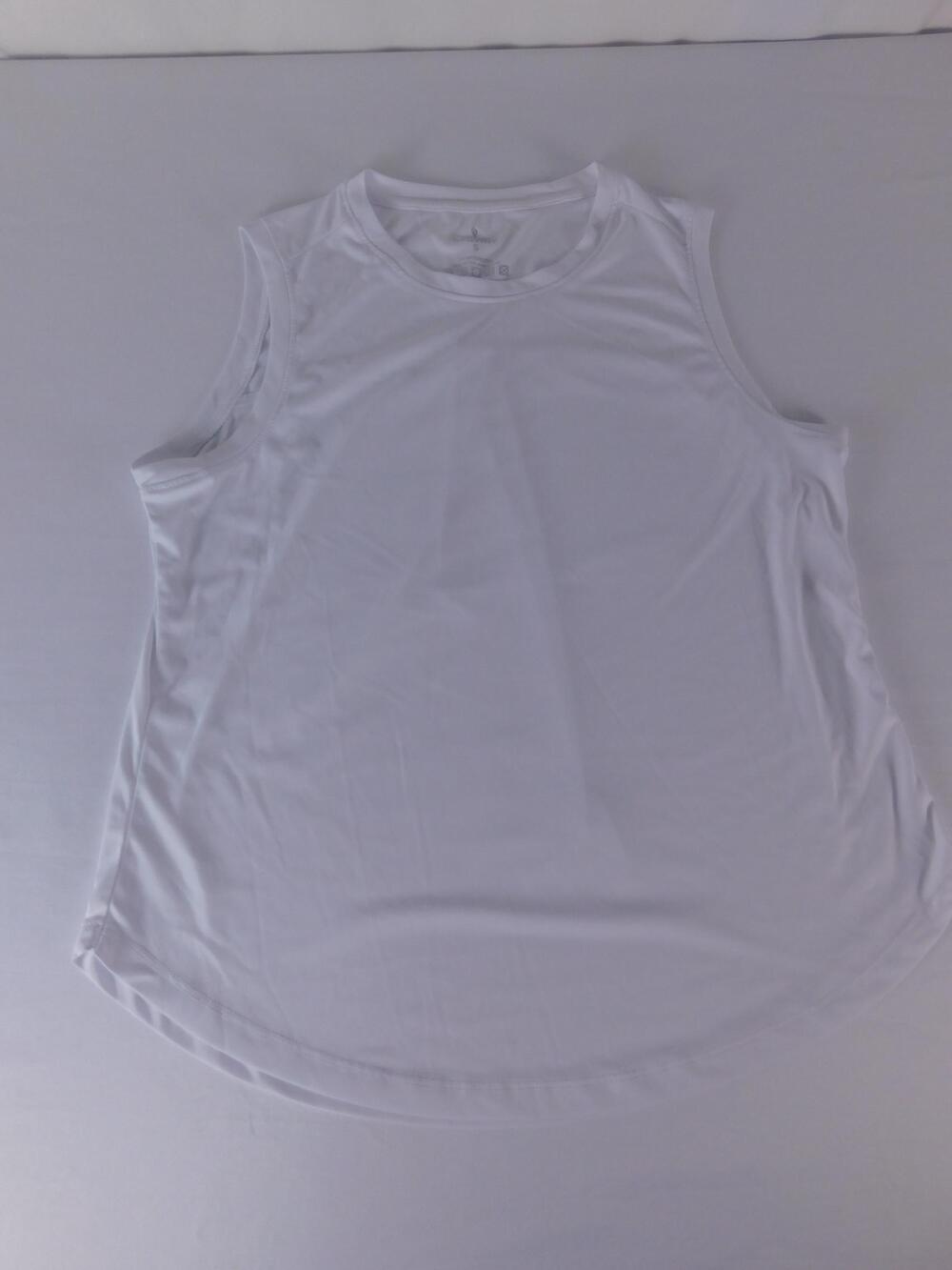 Santiny Tank Top Womens S White Crew Neck Sleeveless Athletic Gym Yoga Running